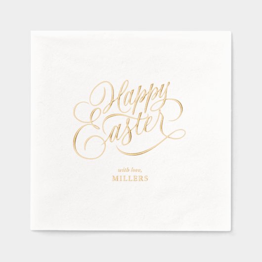 Personalized Happy Easter Elegant Typography Folie Servetten (Voorkant)