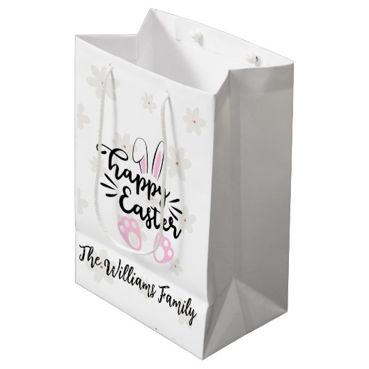 Personalized Happy Easter Gift Bag Medium Cadeauzakje (Voorkant Gekanteld)