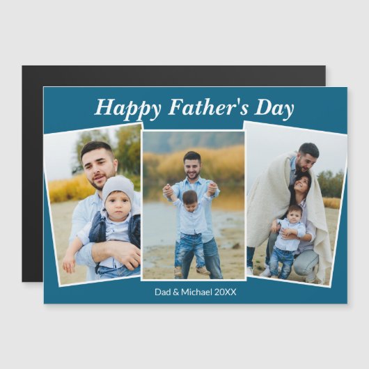 Personalized Happy Father's Day Photo Magnet Card (Voorkant / Achterkant)