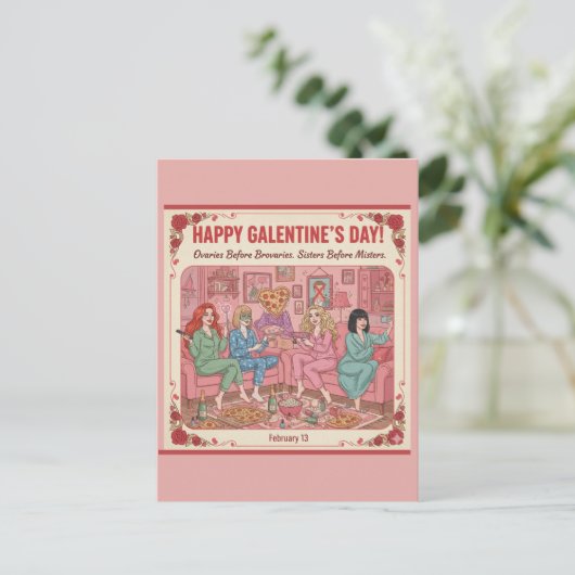 Personalized Happy Galentine's Day Postcard Briefkaart (Staand voorkant)