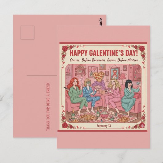 Personalized Happy Galentine's Day Postcard Briefkaart (Voorkant / Achterkant)