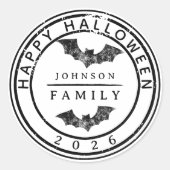 Personalized Happy Halloween Custom Family Name Ronde Sticker (Voorkant)