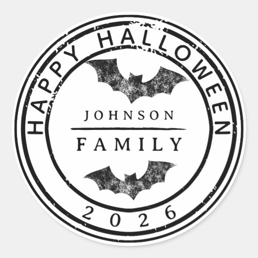 Personalized Happy Halloween Custom Family Name Ronde Sticker (Voorkant)
