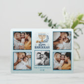 Personalized Happy Hanukkah Card with 5 Photos Feestdagenkaart (Staand voorkant)