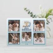 Personalized Happy Hanukkah Card with 5 Photos Feestdagenkaart (Staand voorkant)