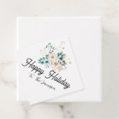 personalized happy holiday green flower christmas bedankjes labels (In situ)