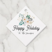 personalized happy holiday green flower christmas bedankjes labels (Voorkant)