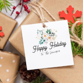 personalized happy holiday green flower christmas bedankjes labels