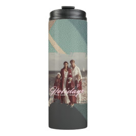 Personalized happy holidays family photo water Thermosbeker