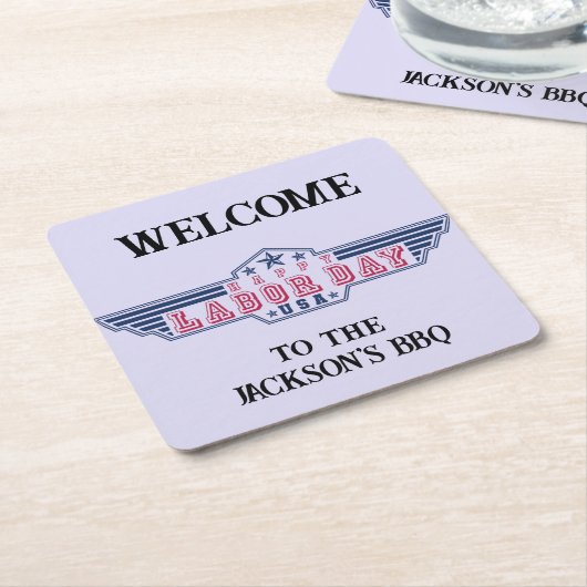 Personalized Happy Labor Day Kartonnen Onderzetters (Schuin)