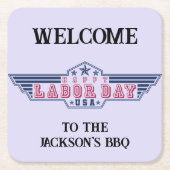 Personalized Happy Labor Day Kartonnen Onderzetters (Voorkant)