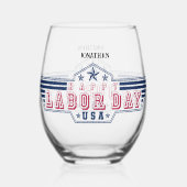 Personalized Happy Labor Day Wijnglas Zonder Voet (Voorkant)