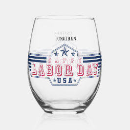 Personalized Happy Labor Day Wijnglas Zonder Voet