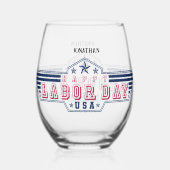 Personalized Happy Labor Day Wijnglas Zonder Voet (Achterkant)