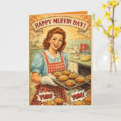 Personalized Happy Muffin Day Greeting Card Kaart (Gele Bloem)