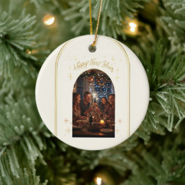 Personalized Happy New Year Greeting with my Photo Keramisch Ornament