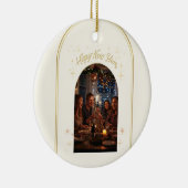 Personalized Happy New Year Greeting with my Photo Keramisch Ornament (Rechts)