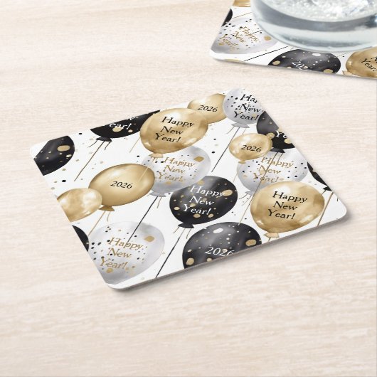 Personalized Happy New Year Party Kartonnen Onderzetters (Schuin)