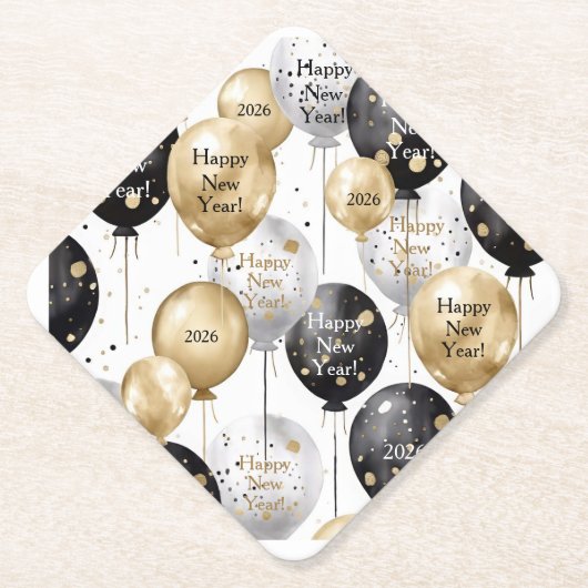 Personalized Happy New Year Party Kartonnen Onderzetters (Voorkant)