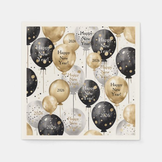 Personalized Happy New Year Party Napkin Servet (Voorkant)