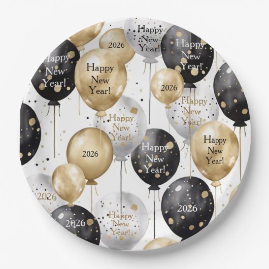 Personalized Happy New Year Party Papieren Bordje (Voorkant)