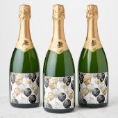 Personalized Happy New Year Party Sparkling Wijnetiket (Flessen)