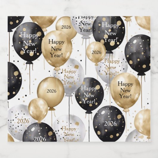 Personalized Happy New Year Party Sparkling Wijnetiket (Enkel label)