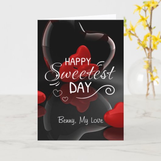 Personalized Happy Sweetest Day with Message  Kaart (Gele Bloem)