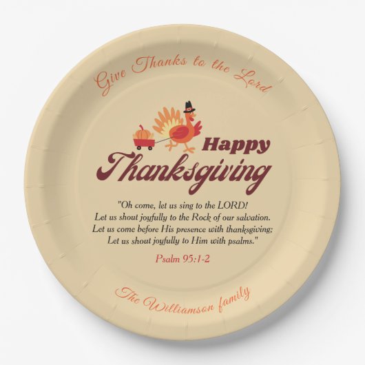 Personalized Happy Thanksgiving with Bible Verse  Papieren Bordje (Voorkant)