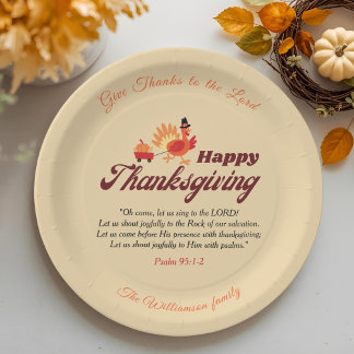 Personalized Happy Thanksgiving with Bible Verse  Papieren Bordje