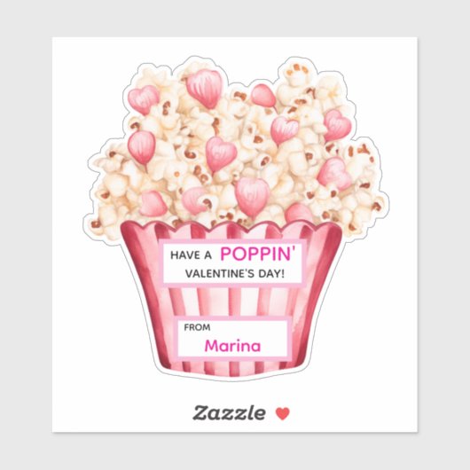 Personalized “Have a Poppin’ Valentine’s Day”  Sticker (Vel)