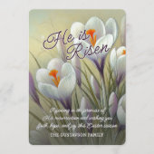 Personalized He Is Risen Crocus Floral Easter Card Feestdagenkaart (Voorkant)