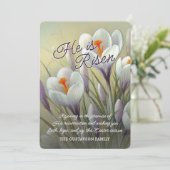 Personalized He Is Risen Crocus Floral Easter Card Feestdagenkaart (Staand voorkant)