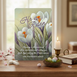Personalized He Is Risen Crocus Floral Easter Card Feestdagenkaart