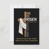 Personalized He Is Risen Easter Party Cross Kaart (Voorkant)