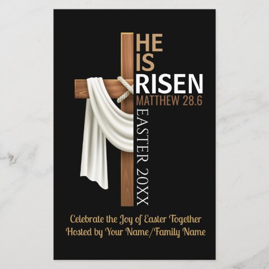 Personalized He Is Risen Easter Party Invitation Flyer (Voorkant)
