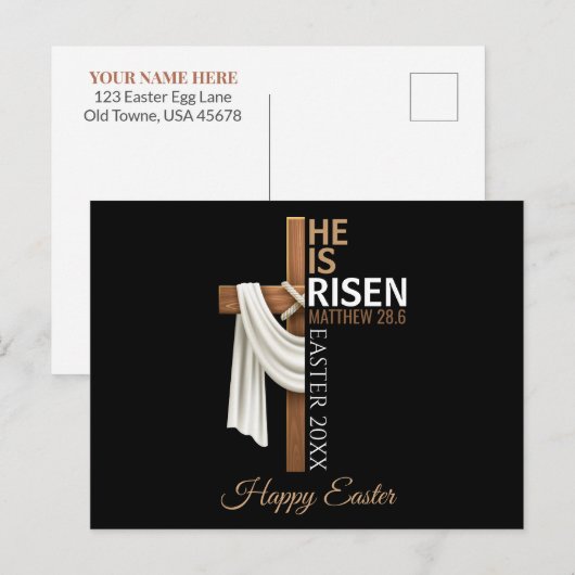 Personalized He Is Risen Happy Easter Christian Briefkaart (Voorkant / Achterkant)