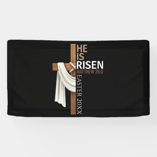 Personalized He Is Risen Vintage Easter Cross Spandoek (Horizontaal)