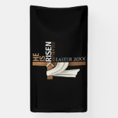 Personalized He Is Risen Vintage Easter Cross Spandoek (Verticaal)