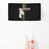 Personalized He Is Risen Vintage Easter Cross Spandoek (Insitu)