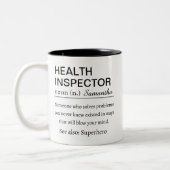 Personalized Health Inspector  Definition Tweekleurige Koffiemok (Links)