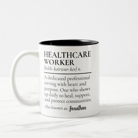 Personalized Healthcare Worker Mug Thank You Gift Tweekleurige Koffiemok (Links)