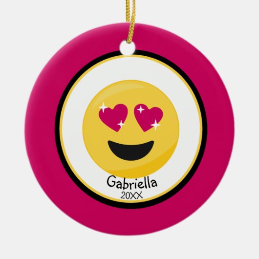 Personalized Hear Eyes Love Emoji Ornament (Voorkant)