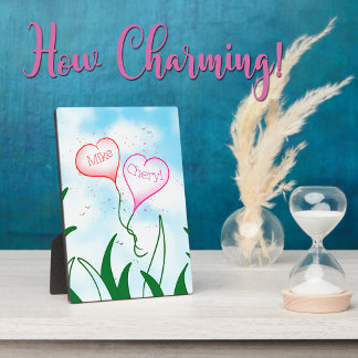 Personalized Heart Balloon Couple Name Plaque Fotoplaat