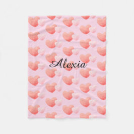 Personalized Heart Blanket Custom Name Fleece Deken