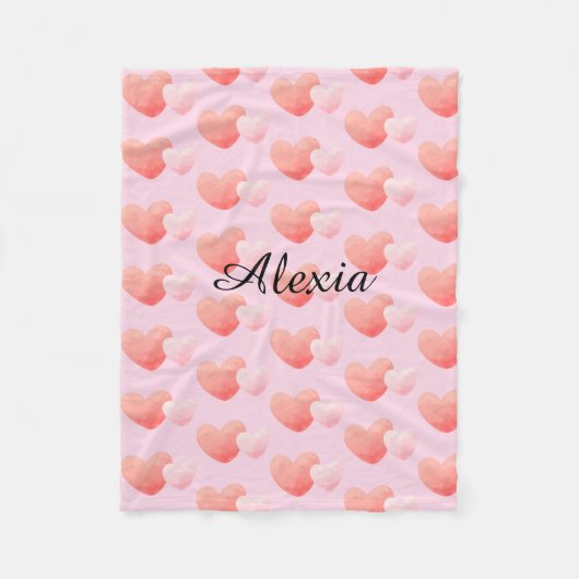 Personalized Heart Blanket Custom Name Fleece Deken (Voorkant)