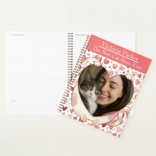 Personalized Heart Cat Hug Photo Planner (Display)