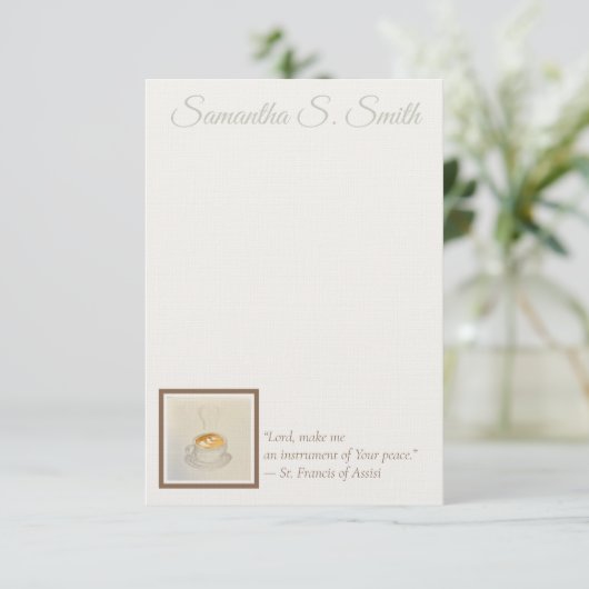 Personalized Heart Coffee Cup Flat Note Card Kaart (Staand voorkant)