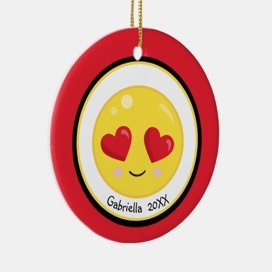 Personalized Heart Eyes Love Emoji Ornament (Rechts)