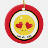 Personalized Heart Eyes Love Emoji Ornament (Voorkant)